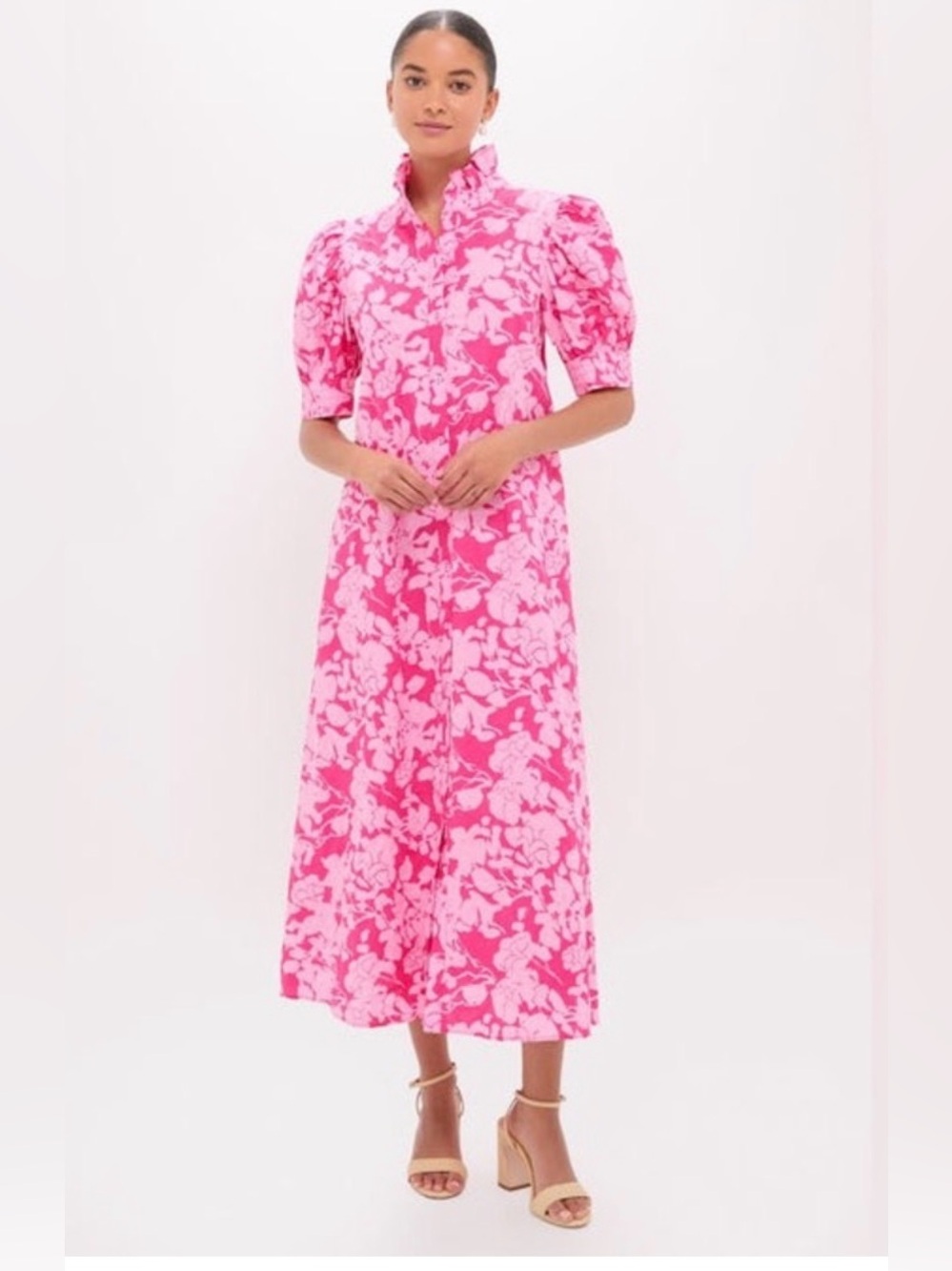 Hyacinth House NWOT pink floral Ruffle Collar Louisa Dress -